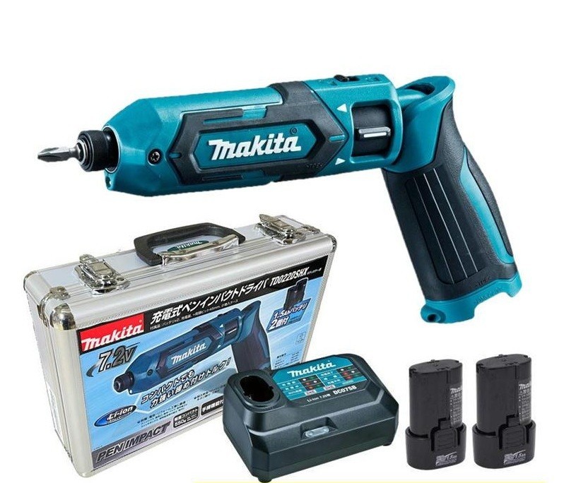 Makita TD022DSHX Blue Pen Impact Driver w/ 2 Batteries Charger & Aluminum Case