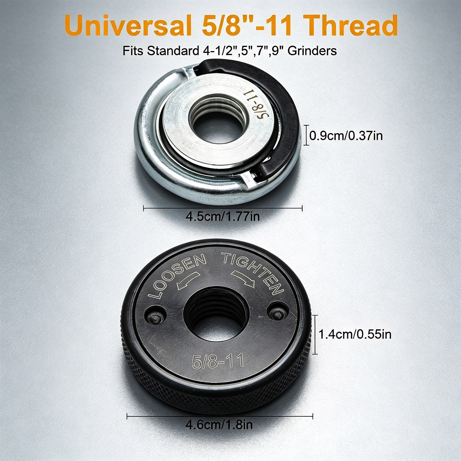 Angle Grinder Flange Nut Kit 5/8&Prime;-11 D-Ring & Knurled for Workshop Garage Use