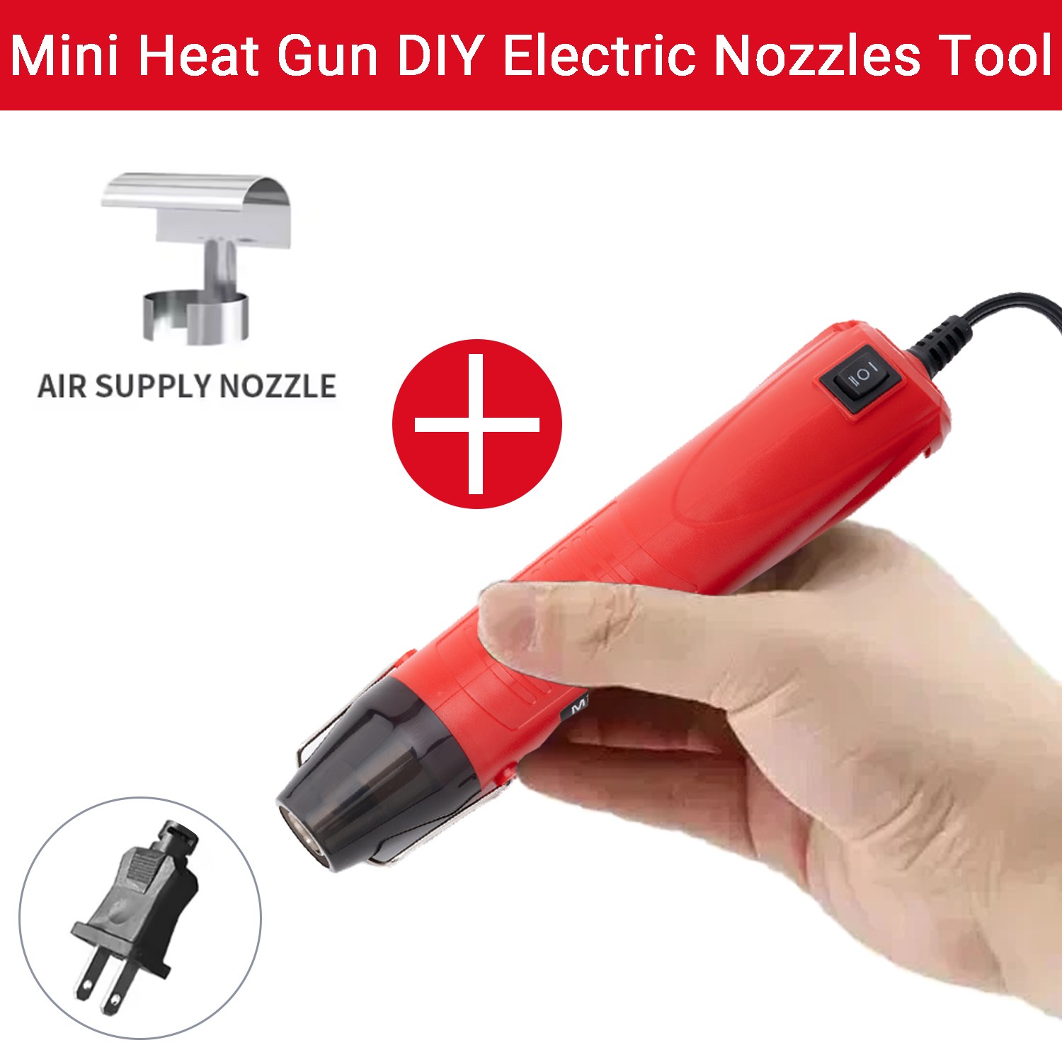 Mini Heat Gun 350W Dual Temperature Control 482°F-752°F with Nozzle For Crafting