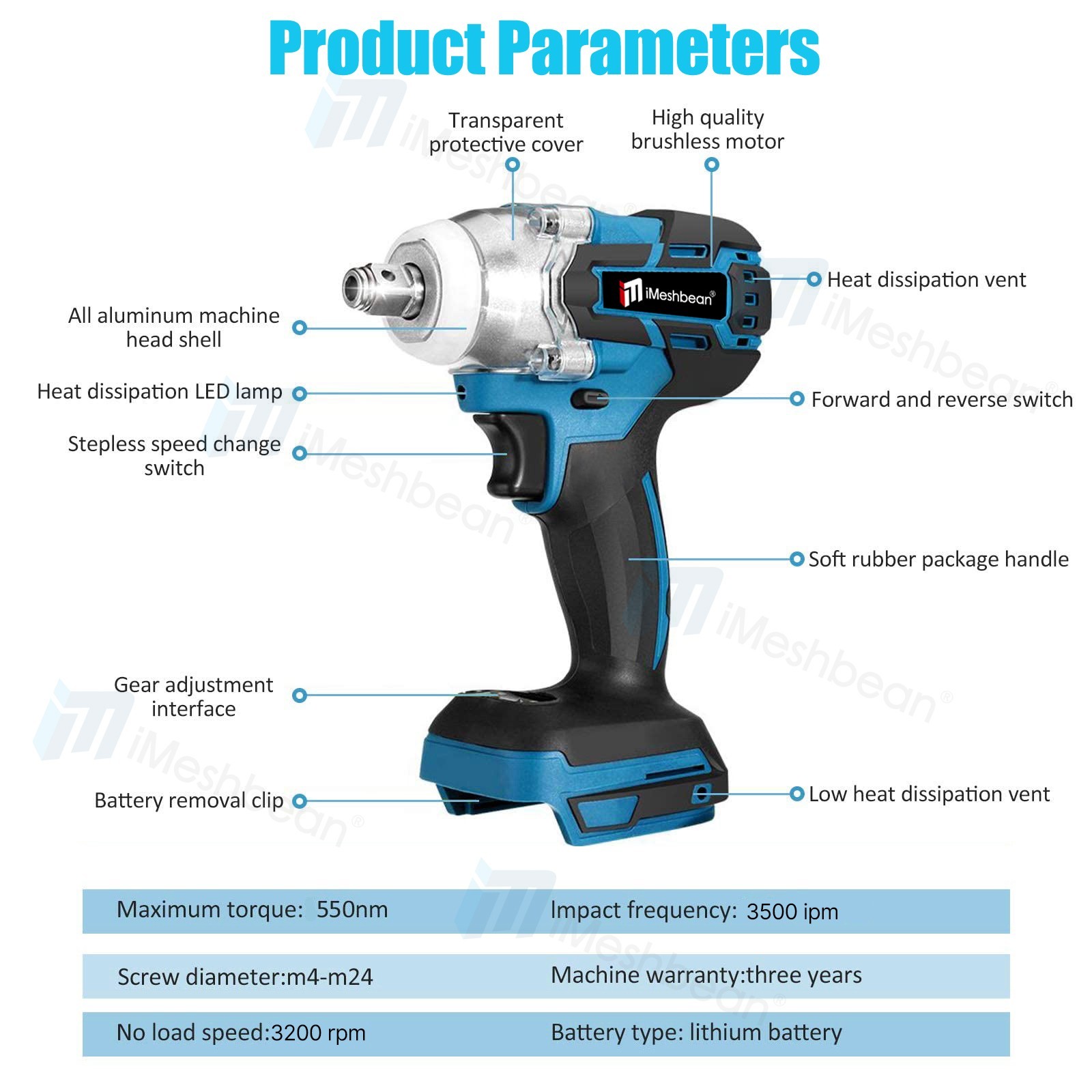Cordless Electric Impact Wrench Gun 1/2 » High Power Driver w/ Li-ion Battery