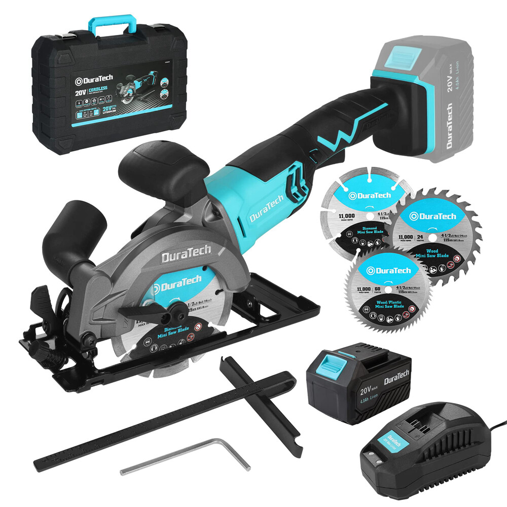 DURATECH 20V Compact Electric Circular Saw Set 4-1/2&Prime; Cordless Mini Circular Saw