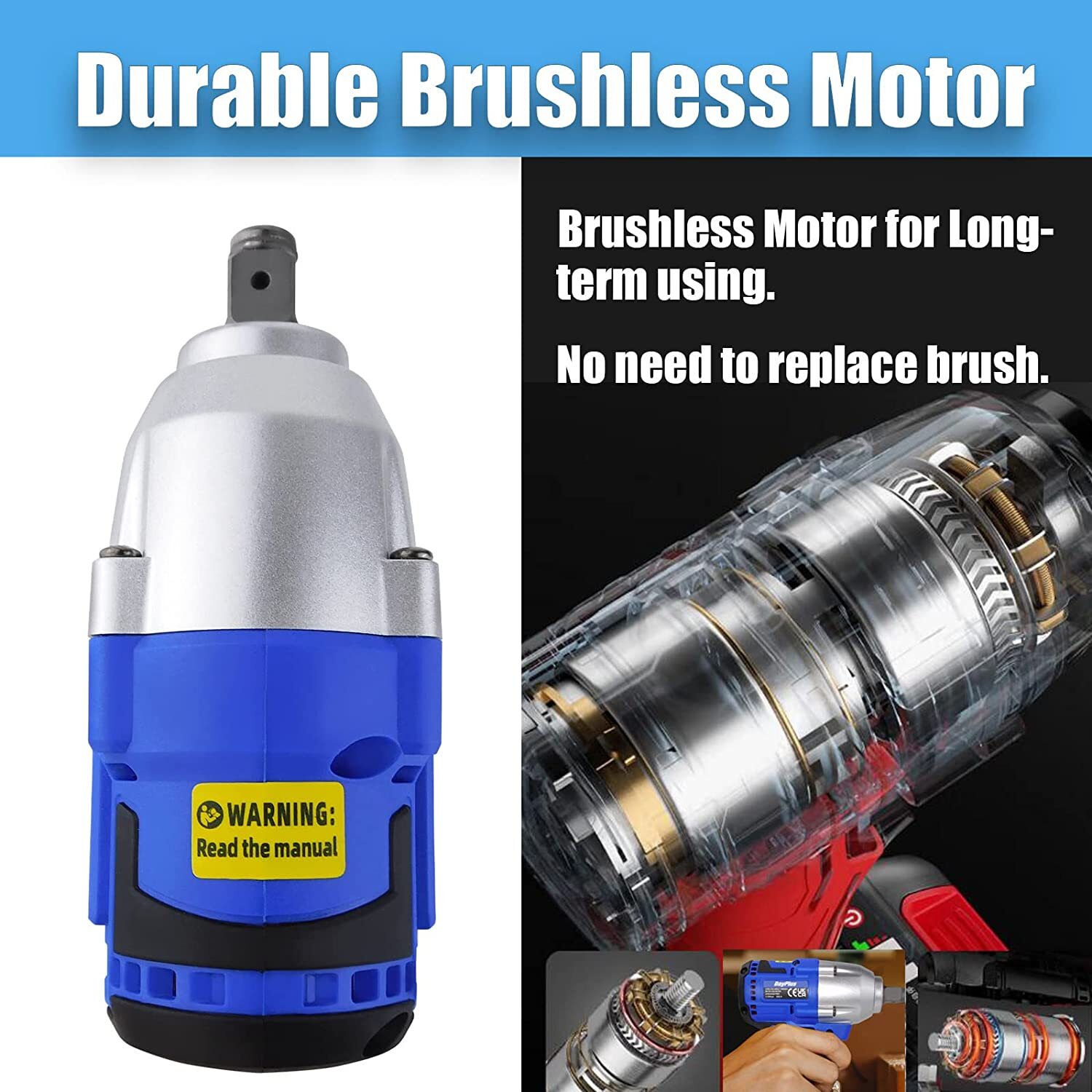 420NM 1/2&Prime; 21V Brushless Cordless Impact Wrench with 6000mAh Battery Charger Kit