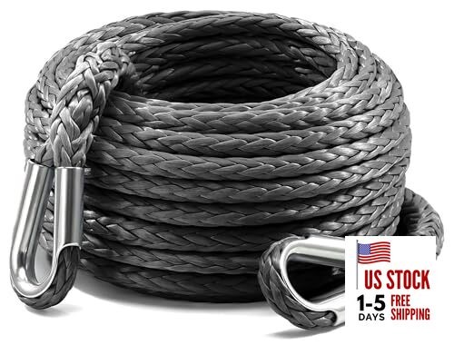 Winch Rope Extension 3/8 Inch x 50 Ft 26,500 Lbs, 3/8 Inch x 50 Feet gray