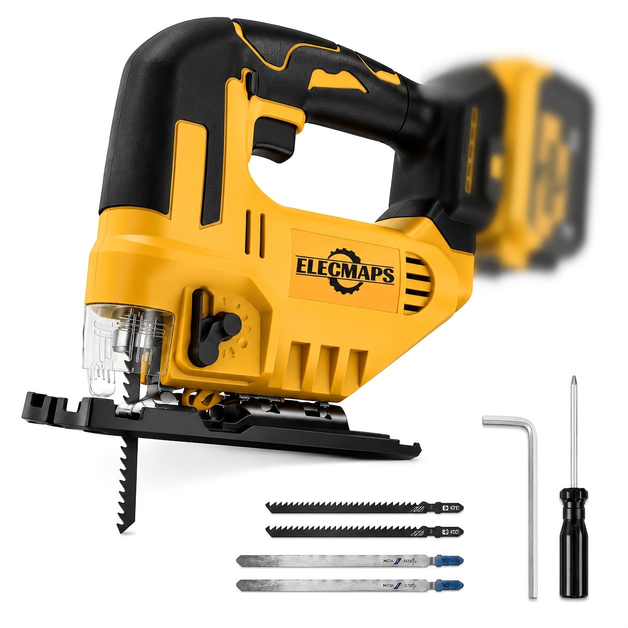 ELECMAPS 18V Cordless Jigsaw, Includes Two 2Ah Batteries, 3-Position Orbital Act