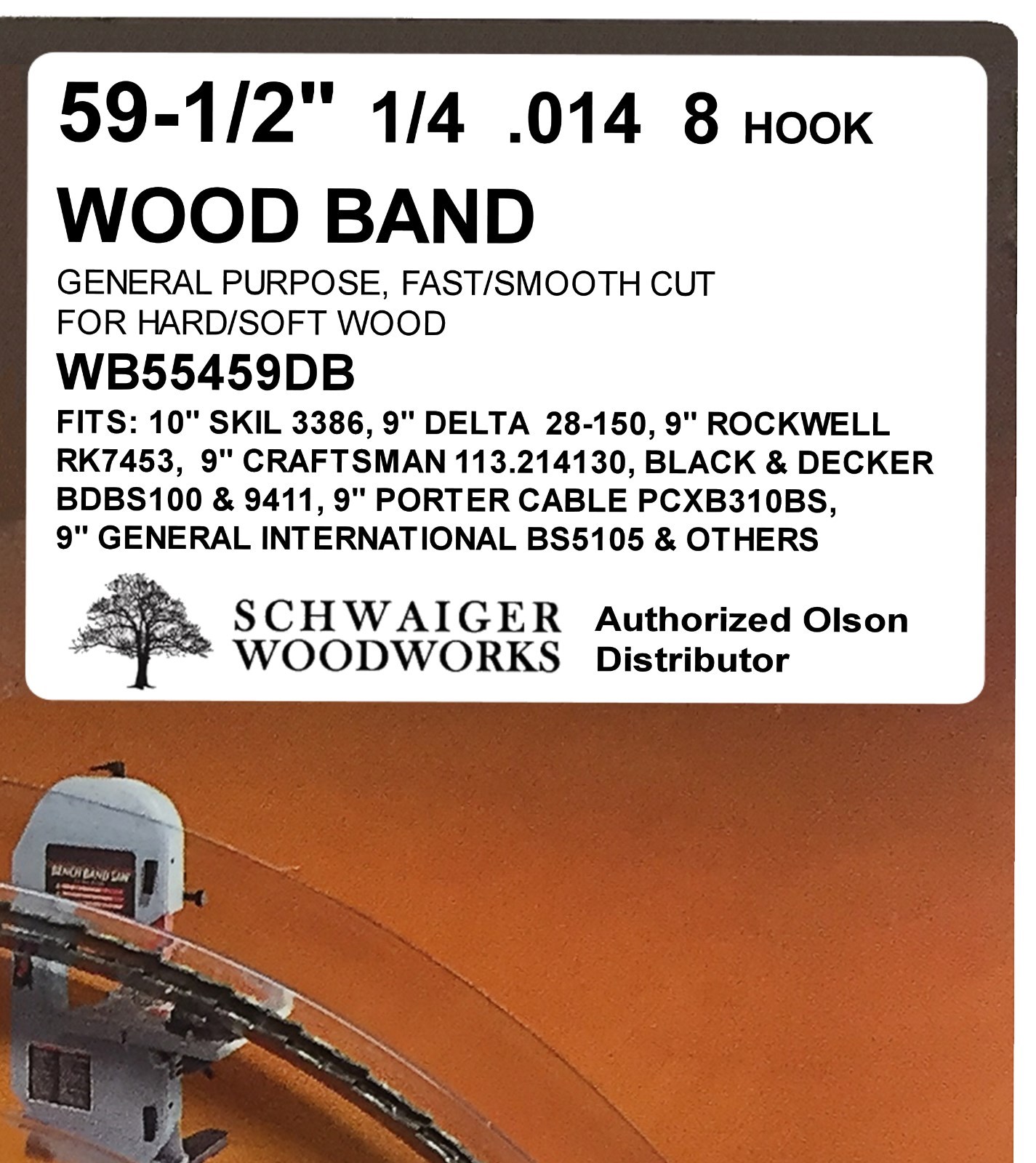 Olson Band Saw Blades 59-1/2&Prime; inch x 1/8&Prime;,1/4&Prime; & 3/8&Prime;, for 9&Prime; Delta, Ryobi, Skil