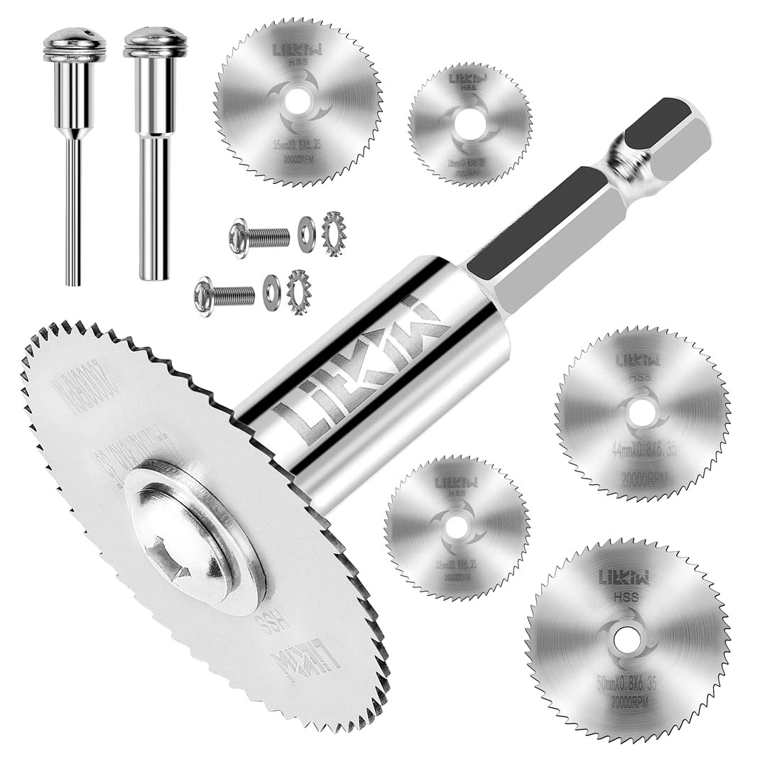 8PCS Rotary Drill Saw Blades(With 1PCS 1/4&Prime; Hex Shank,1Pcs 1/8&Prime; round Shank,1Pcs