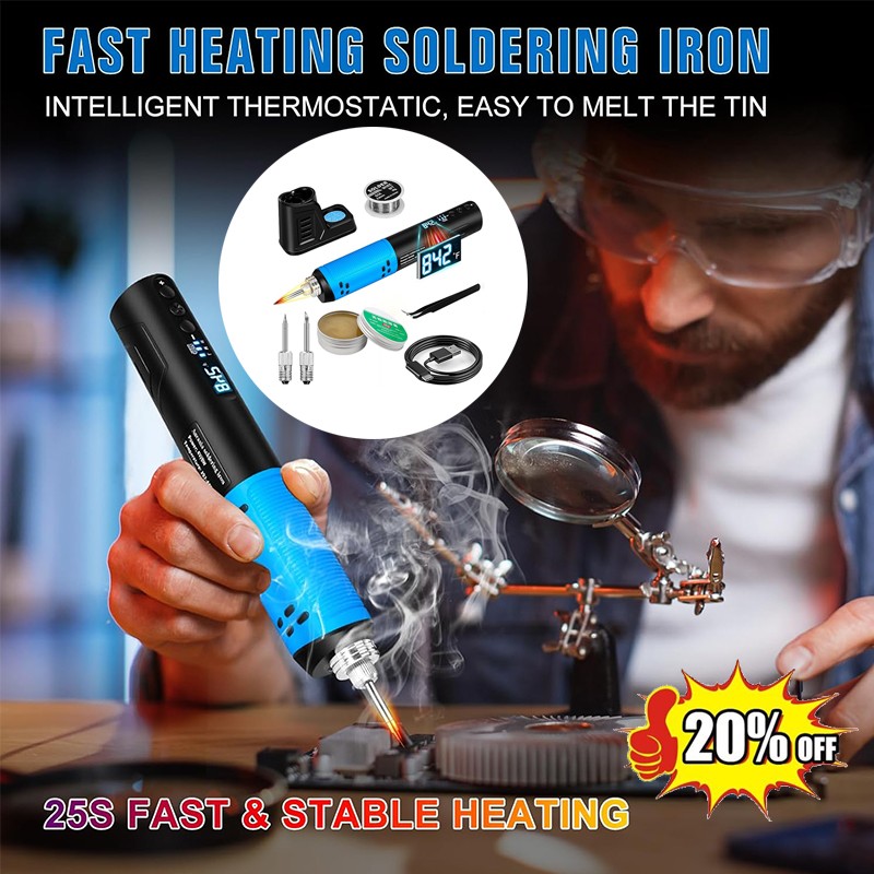 Cordless Soldering Iron Kit LED Display Portable Soldering Tools 392°F to 842°F