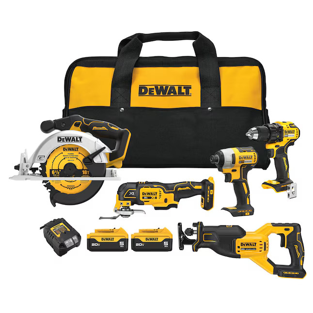 DEWALT DCK530P2 5-Tool Power Tool Combo Kit (2-Batteries and Charger Included)