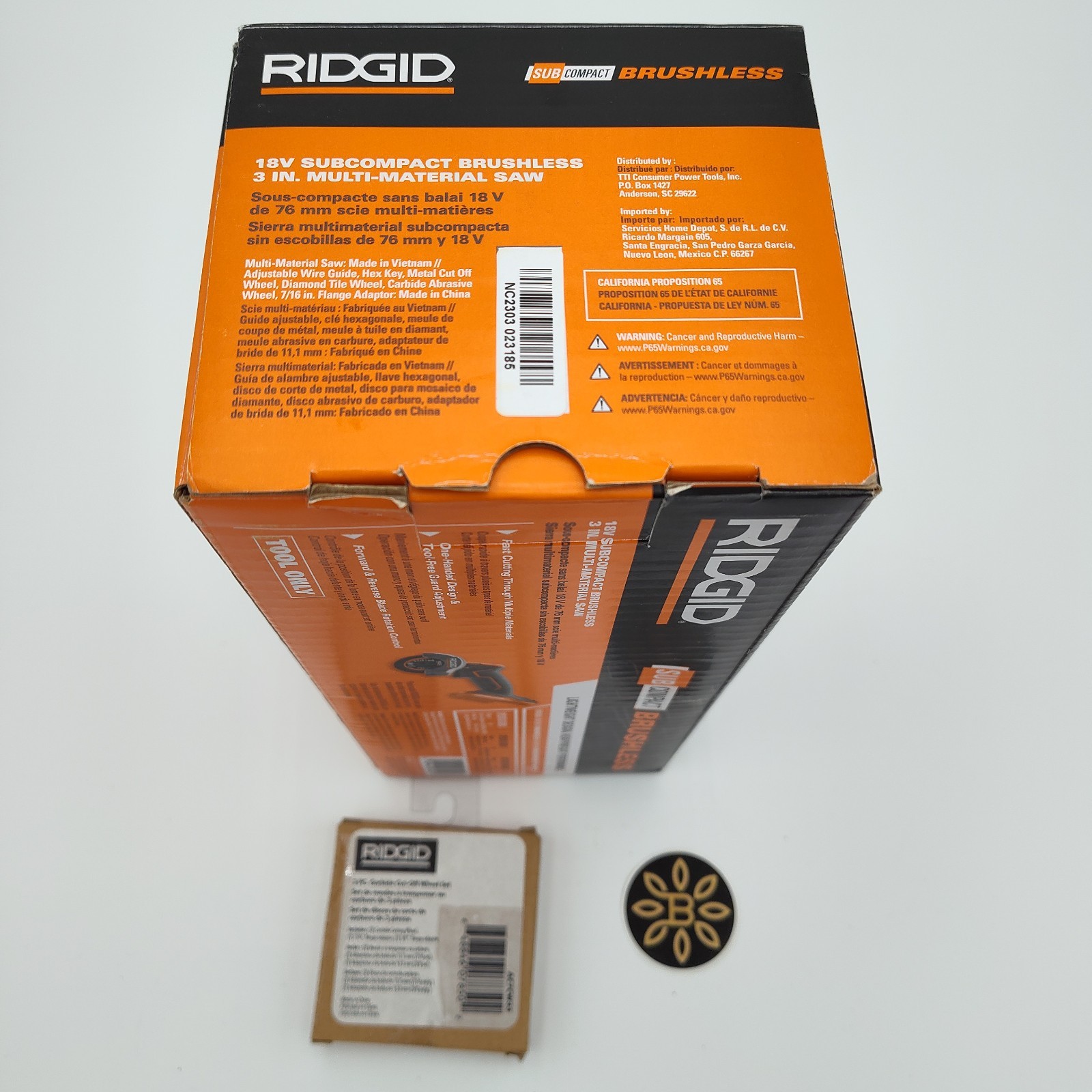 RIDGID R87547B 18V BRUSHLESS Multi-Material Saw Cutting Sub-Compact 3&Prime; Cordless