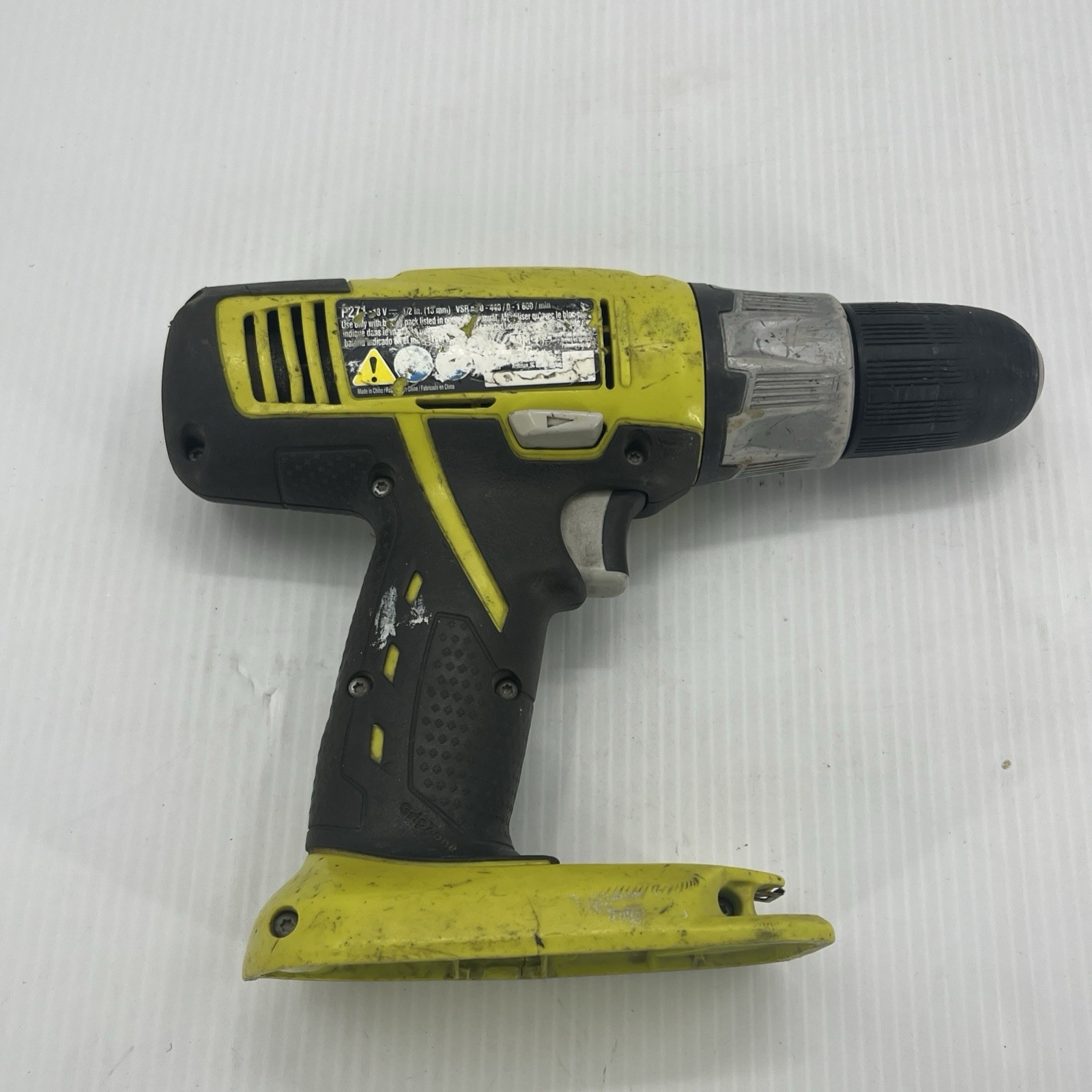 RYOBI P271 18 Volt 1/2&Prime; Cordless Drill Driver Cordless Tested Works. {57}.