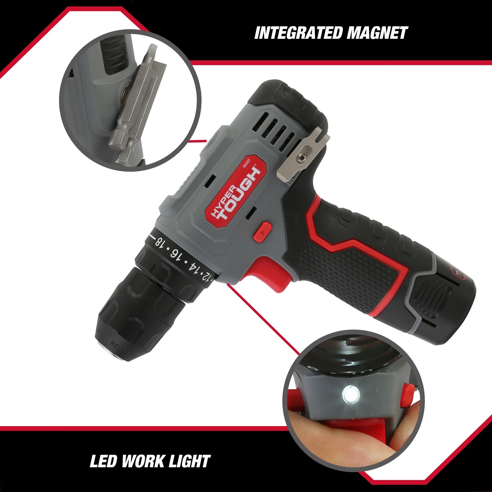 Hyper Tough 12V Max Cordless 3/8-inch Drill Driver 50-Piece Project Kit with 1.5