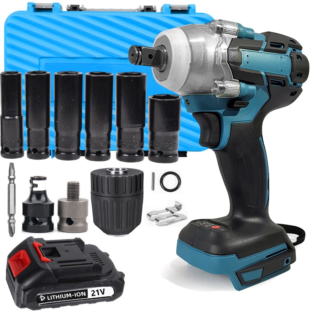 550N.M Cordless Electric Impact Wrench Gun 1/2 » High Power Driver With Battery