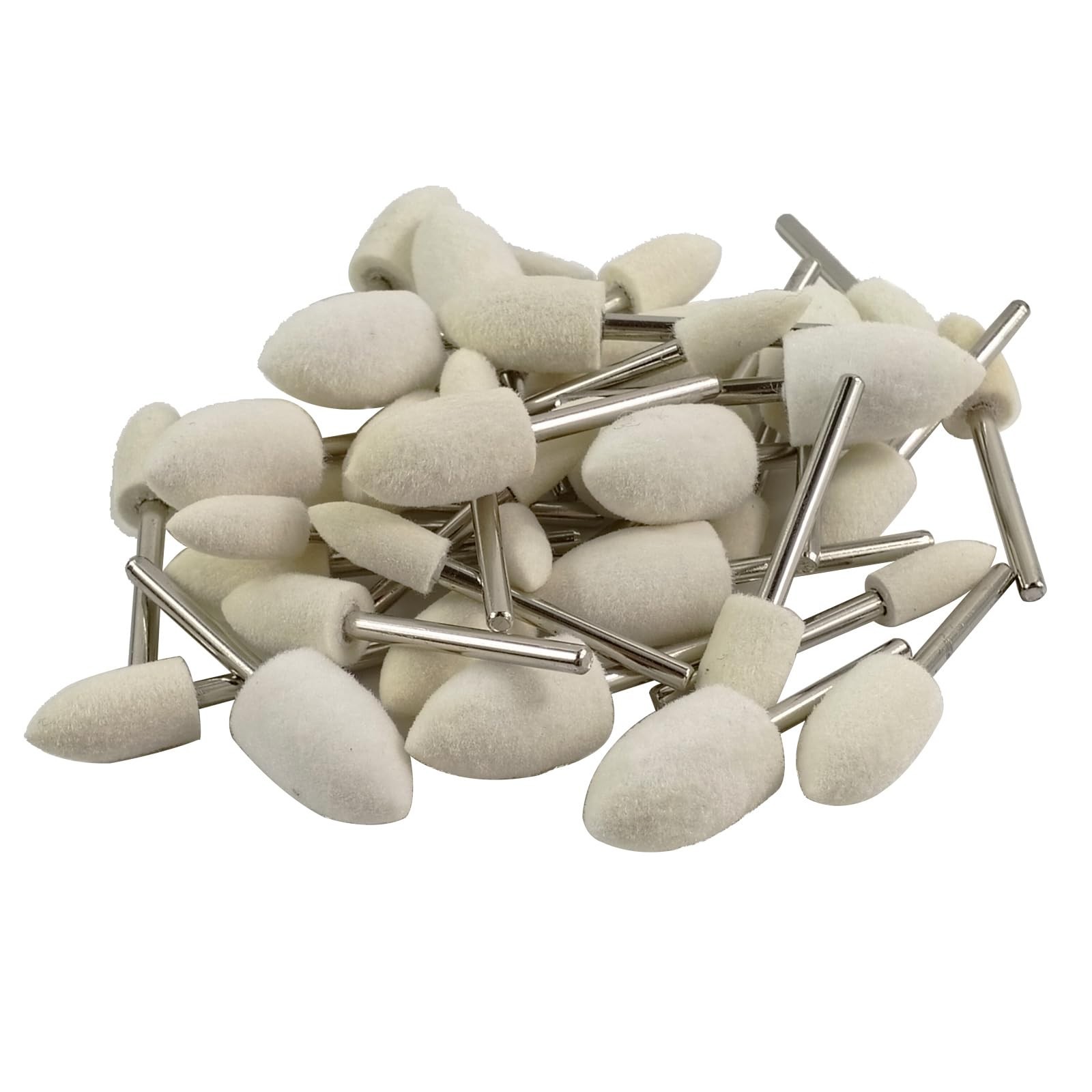 40 Pcs Bullet Shape Wool Polishing Bits 1/8 » Shank Wool Felt Buffing Polish…