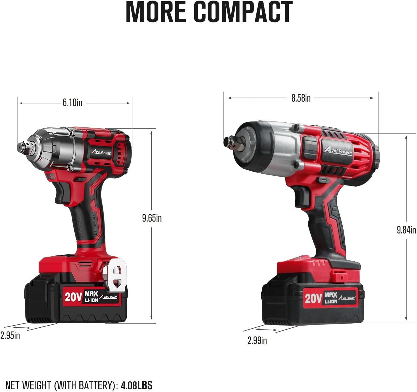 1/2 Impact Wrench Brushless, 20V Cordless Impact Gun W/ 3 Variable Speeds, Max T