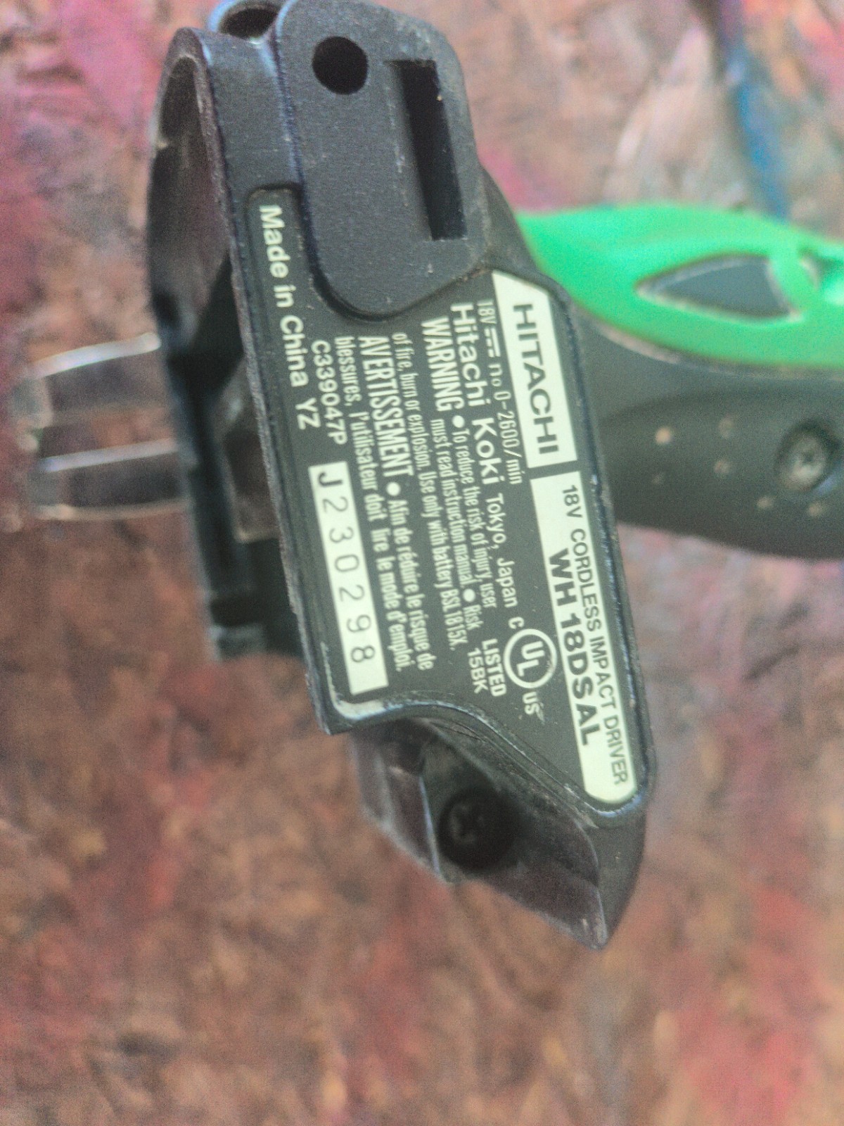 Hitachi 18V Cordless Impact Driver Set WH18DSAL Charger Battery Tested Works