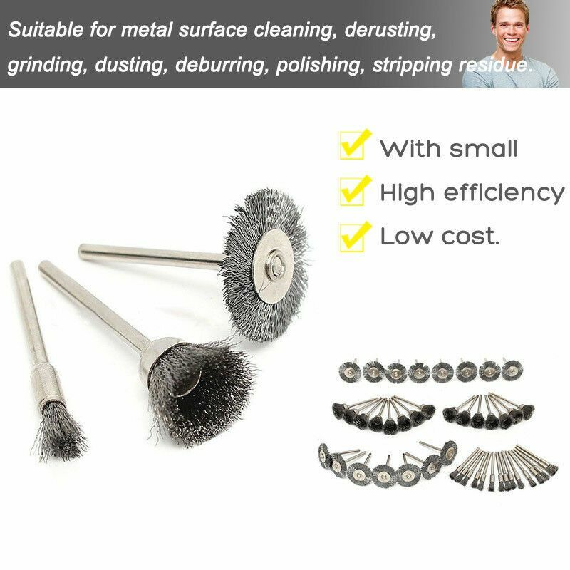 5-45Pcs Wire Steel Wheel Bowl Pen Polishing Mix Brush Set for Dremel Rotary Tool