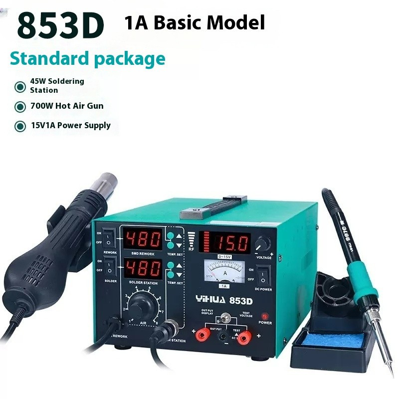 853D Hot Air Gun Soldering Iron Power Supply Ammeter Welding Table Tool