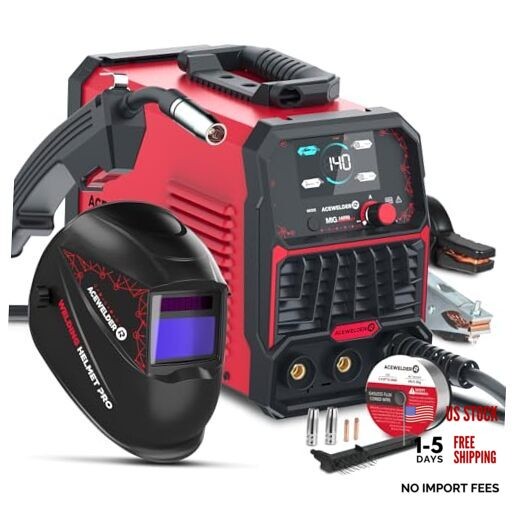 140A MIG Welder, 3 in 1 Flux Core, MIG/LIFT TIG/Stick Welding MIG140PRO-HM