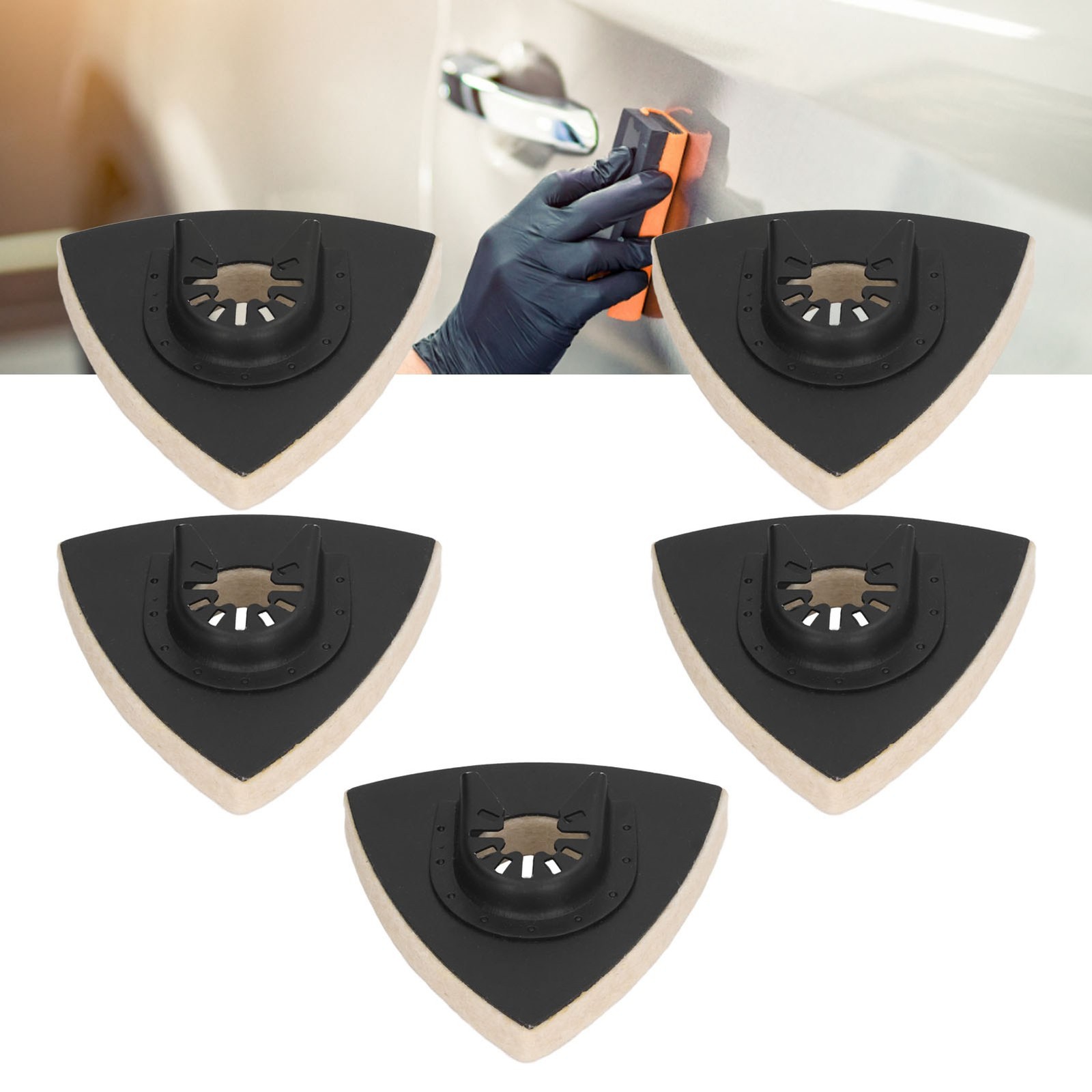 5-Pack Wool Polishing Pad With Base Triangular Felt Buffing For Oscillating Tool