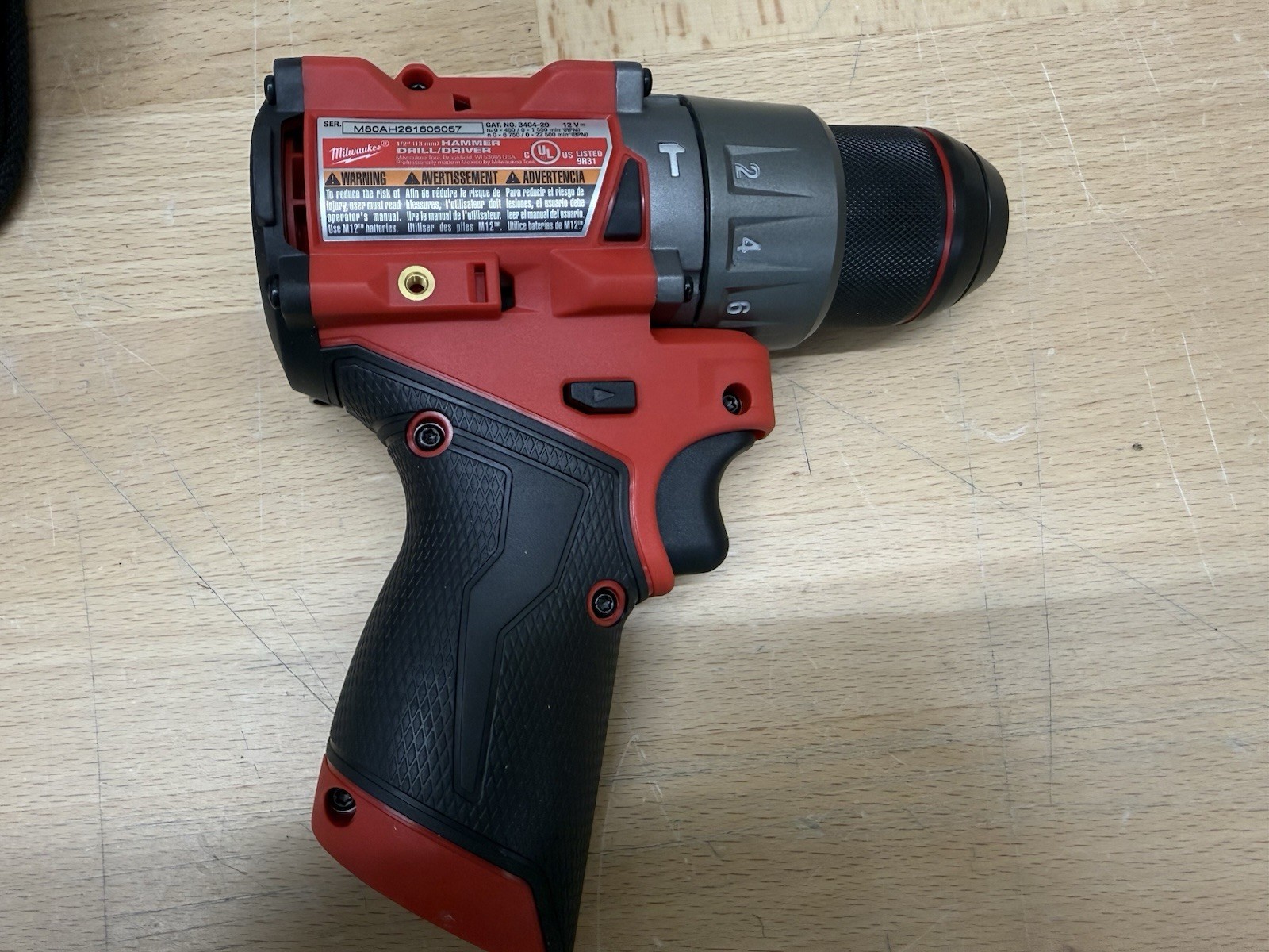 Milwaukee M12 Hammer Drill Driver 3404-20 + 2.0Ah Battery & Charger Kit NEW Case