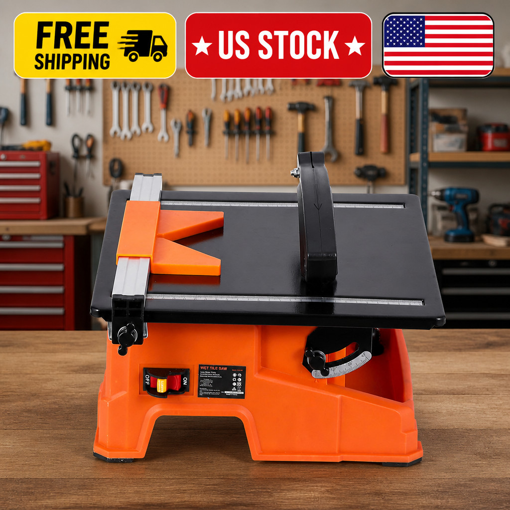 7 inch Wet Tile Saw, 6500 RPM & Pure Copper Motor, Bevel cuts tile from 0 to 45