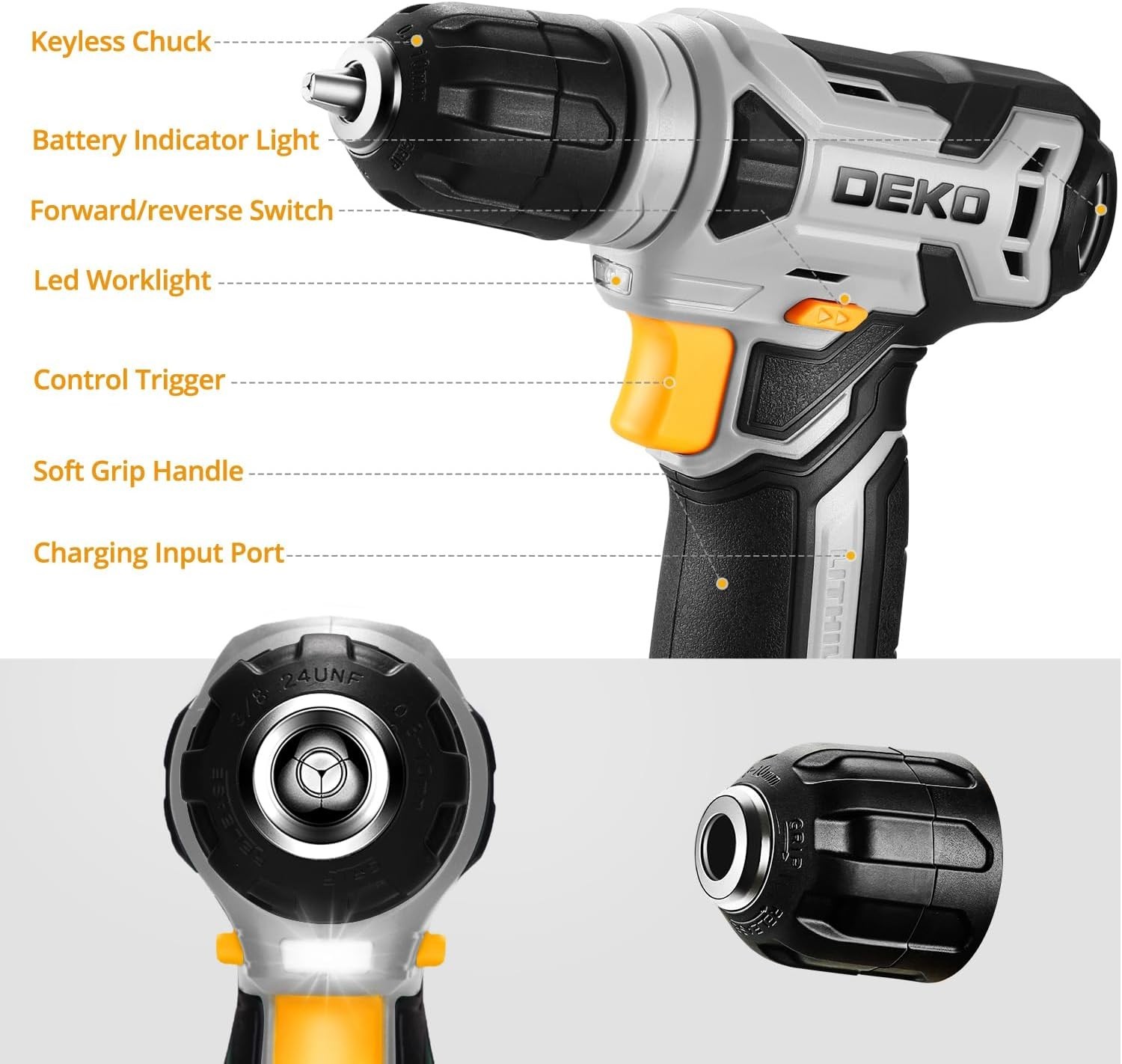 Versatile 8V Mini Drill – Lightweight, Adjustable Speed with 42 Tools Included