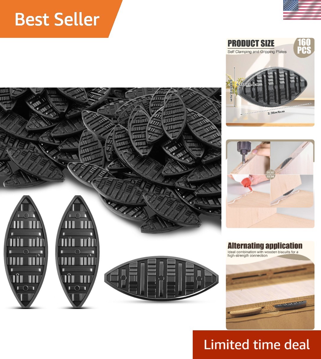 Compact 160 Pcs Biscuit Joiners – Versatile Black Plates for Woodworking