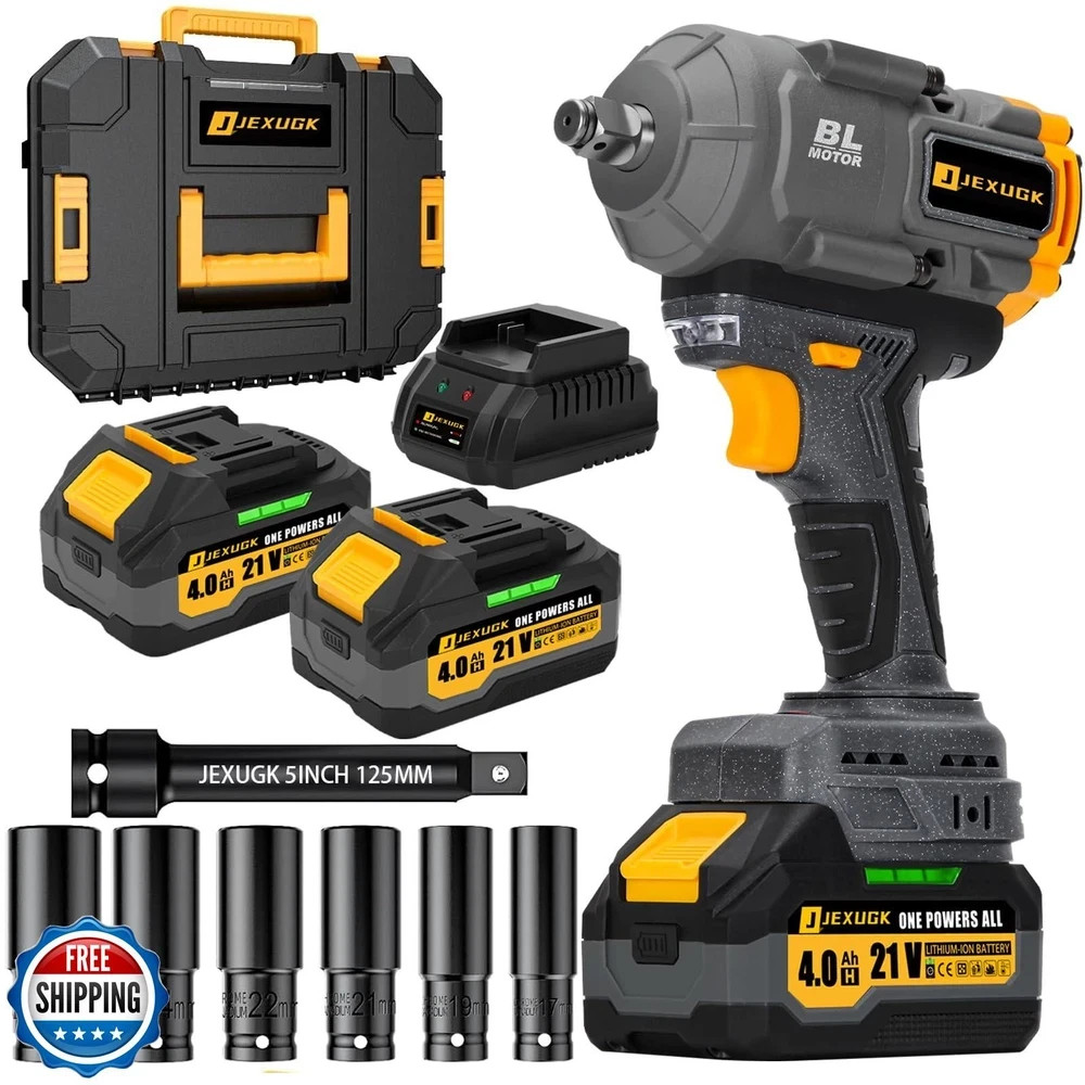 JEXUGK 1500Nm Impact Wrench, 1/2&Prime; 1107ft-lbs Cordless Impact Gun