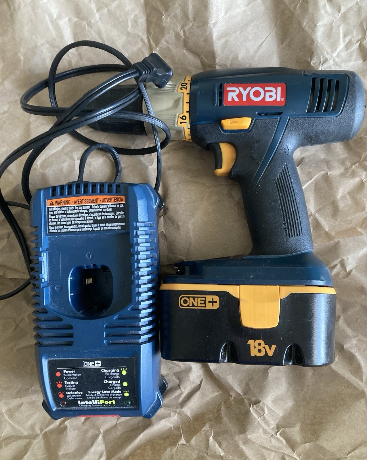Ryobi P204 18V Cordless 1/2&Prime; Drill & Charger.