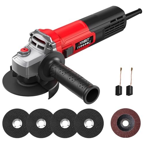 Durable 4-1/2 Inch Corded Angle Grinder with Safety Features and Attachments