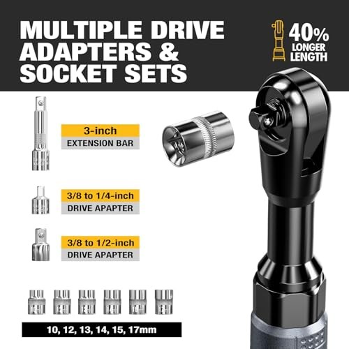 3/8&Prime; Cordless Ratchet Wrench Set, 60FT-LBS(80N.m) Electric Ratchet, 12V Yellow