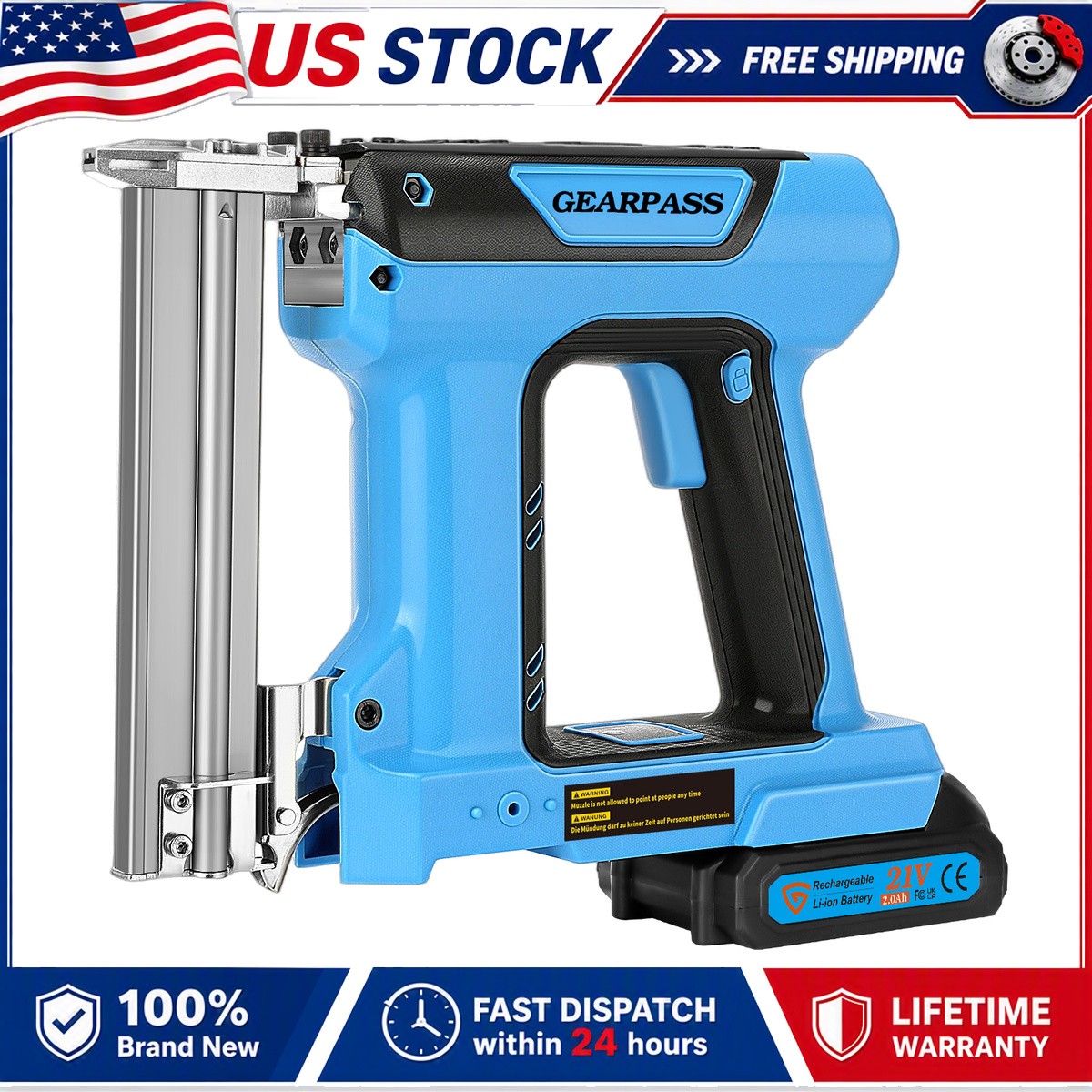 GEARPASS 2-IN-1 Cordless Brad Nailer 18 GA Nail/Staple Gun with 1000PCS Staples