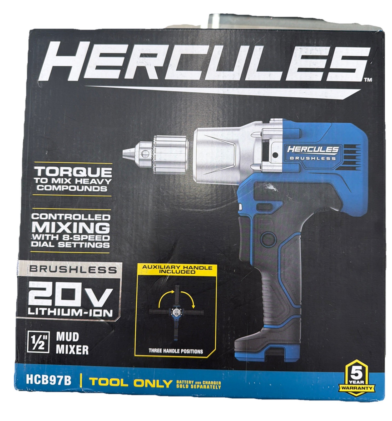 Hercules HCB97B 20V Torque Mud Mixer Heavy Compounds Speed 1/2&Prime; Tool Only NEW