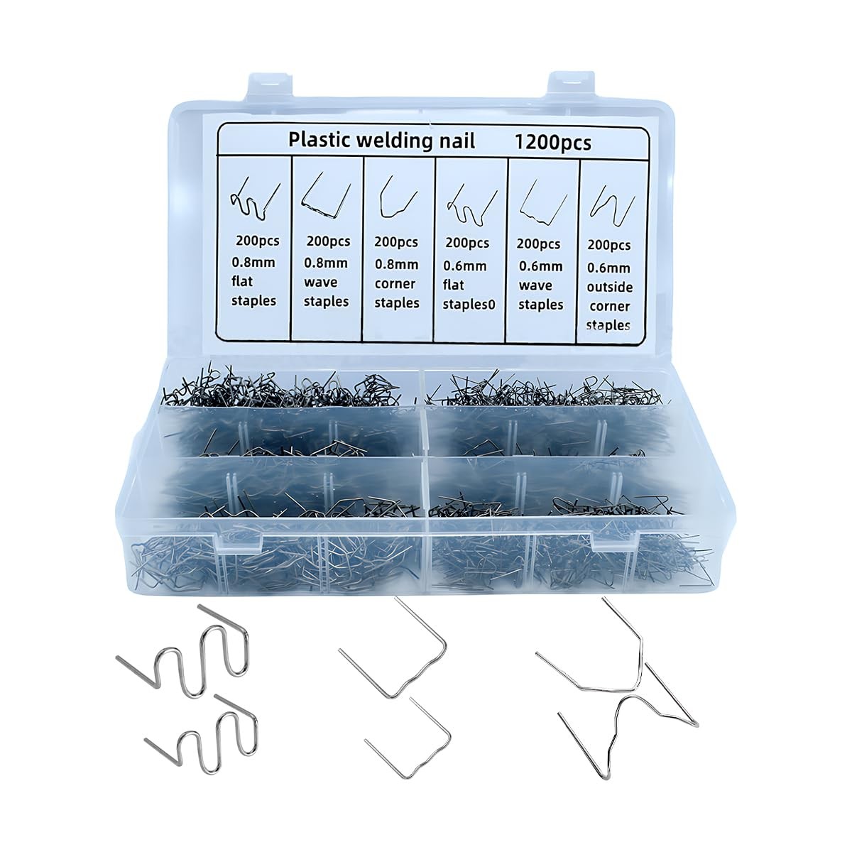 1200PCS Car Plastic Welding Kit, 6 Different Shapes 0.6 0.8mm Hot Staples Wel…