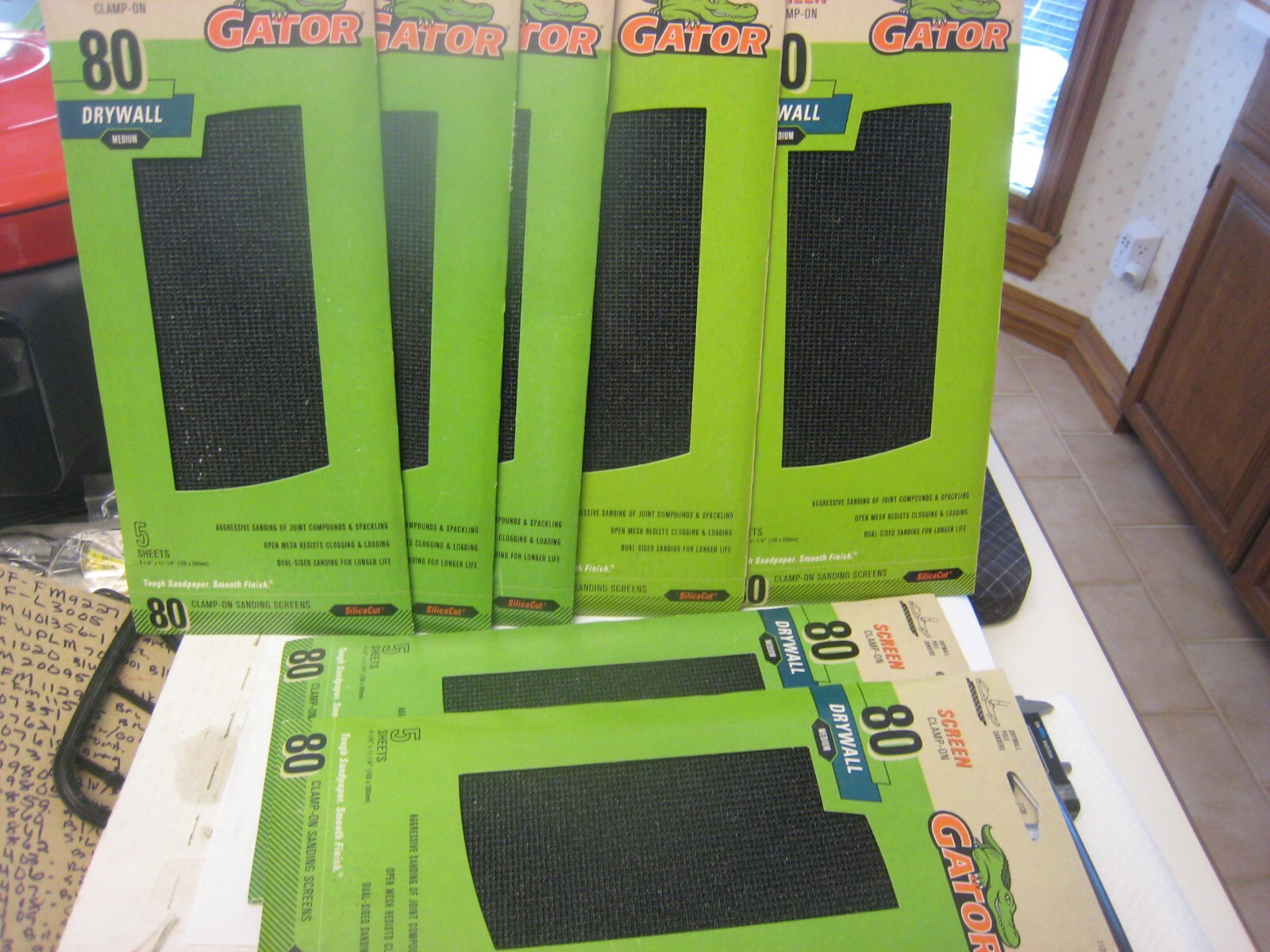 7 Packs Gator Clamp-On Precut Drywall Sanding Screen, 4-1/4&Prime; x 11-1/4&Prime; 80 Medium