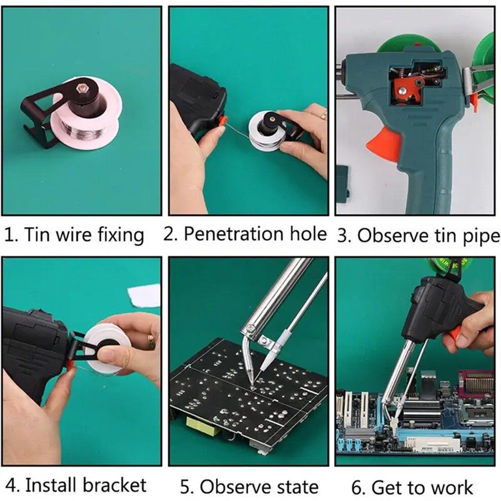 New 60W Solder Gun Kit Auto Soldering Feed Hand-Held Welding Iron Power Tool Kit