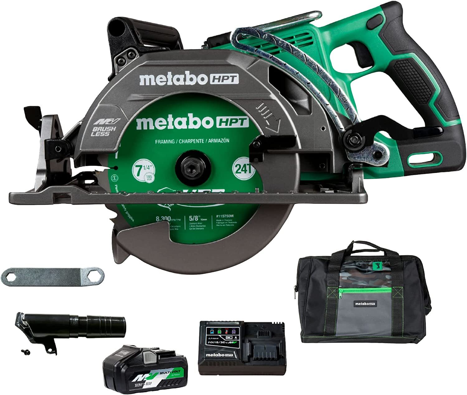 Metabo HPT 36V MultiVolt Cordless Rear Handle Circular Saw Kit | Optional AC