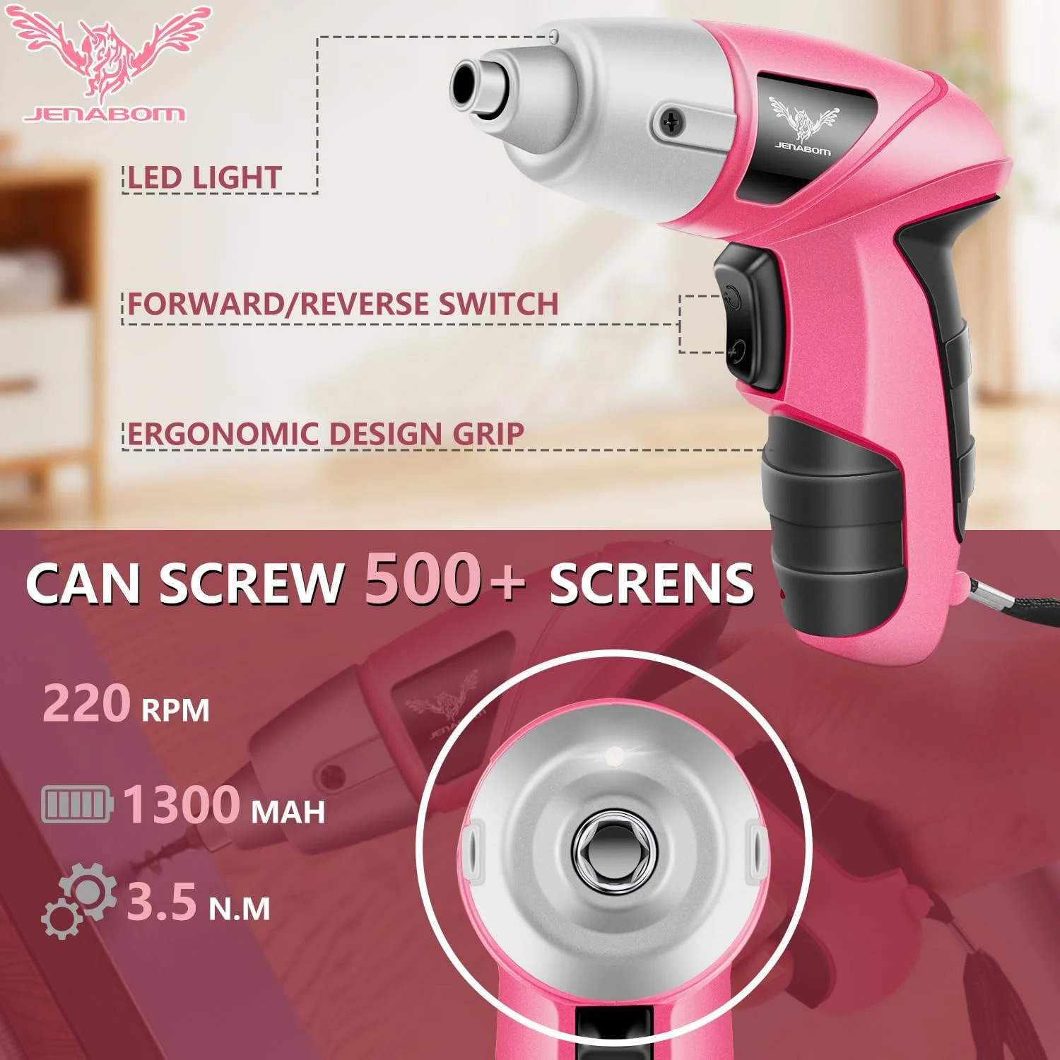 3.6V Electric Screwdriver Cordless, 3.5Nm Max Torque, LED Light | Rechargeable S