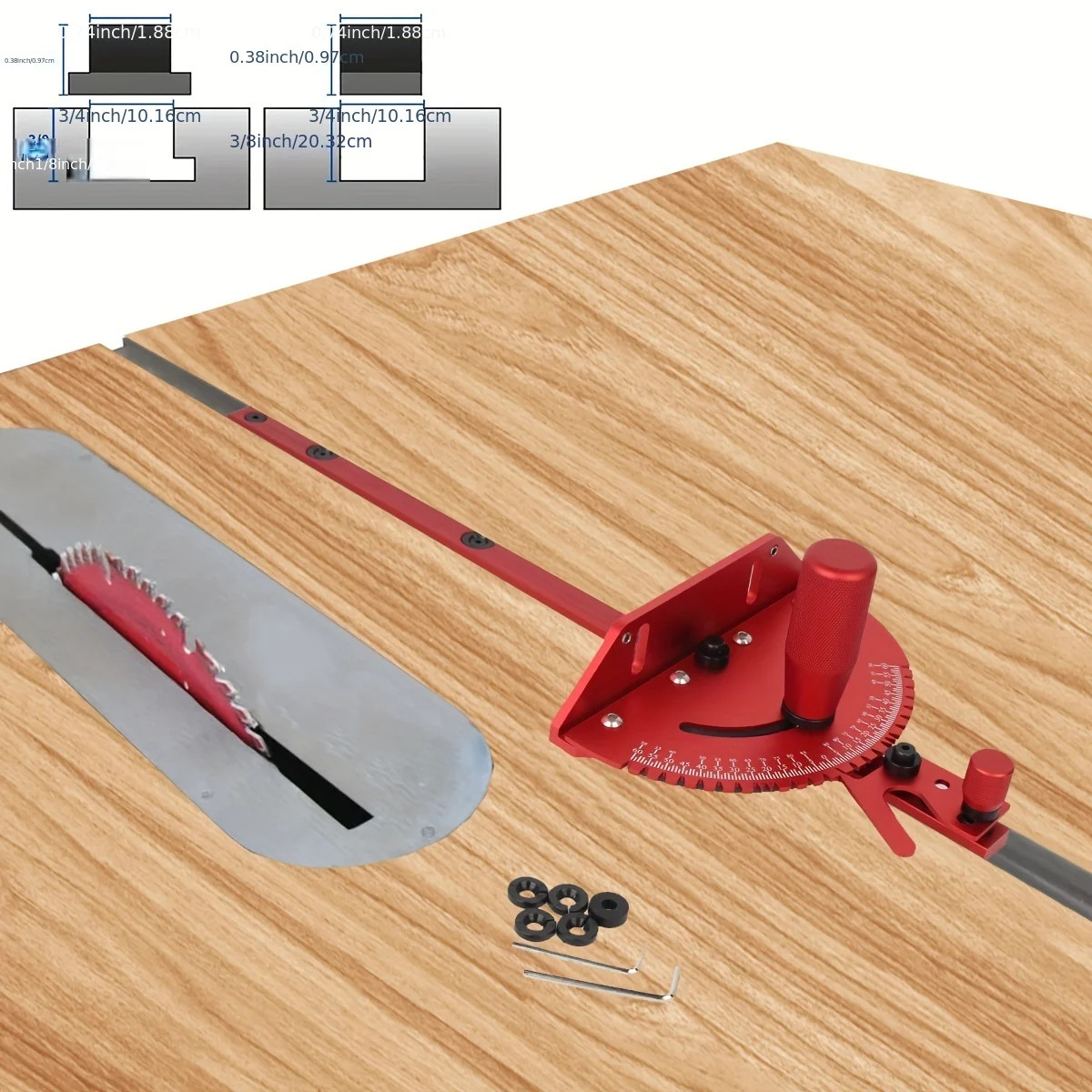 1 Set Miter Gauge and 400MM Aluminium Profile Fence with Track Stop Sawing Assem