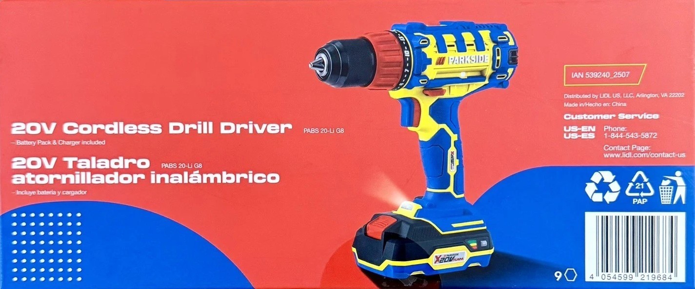 PARKSIDE, Lidl, Limited Edition , 20V Cordless Drill (Driver) w / Bat & Charger