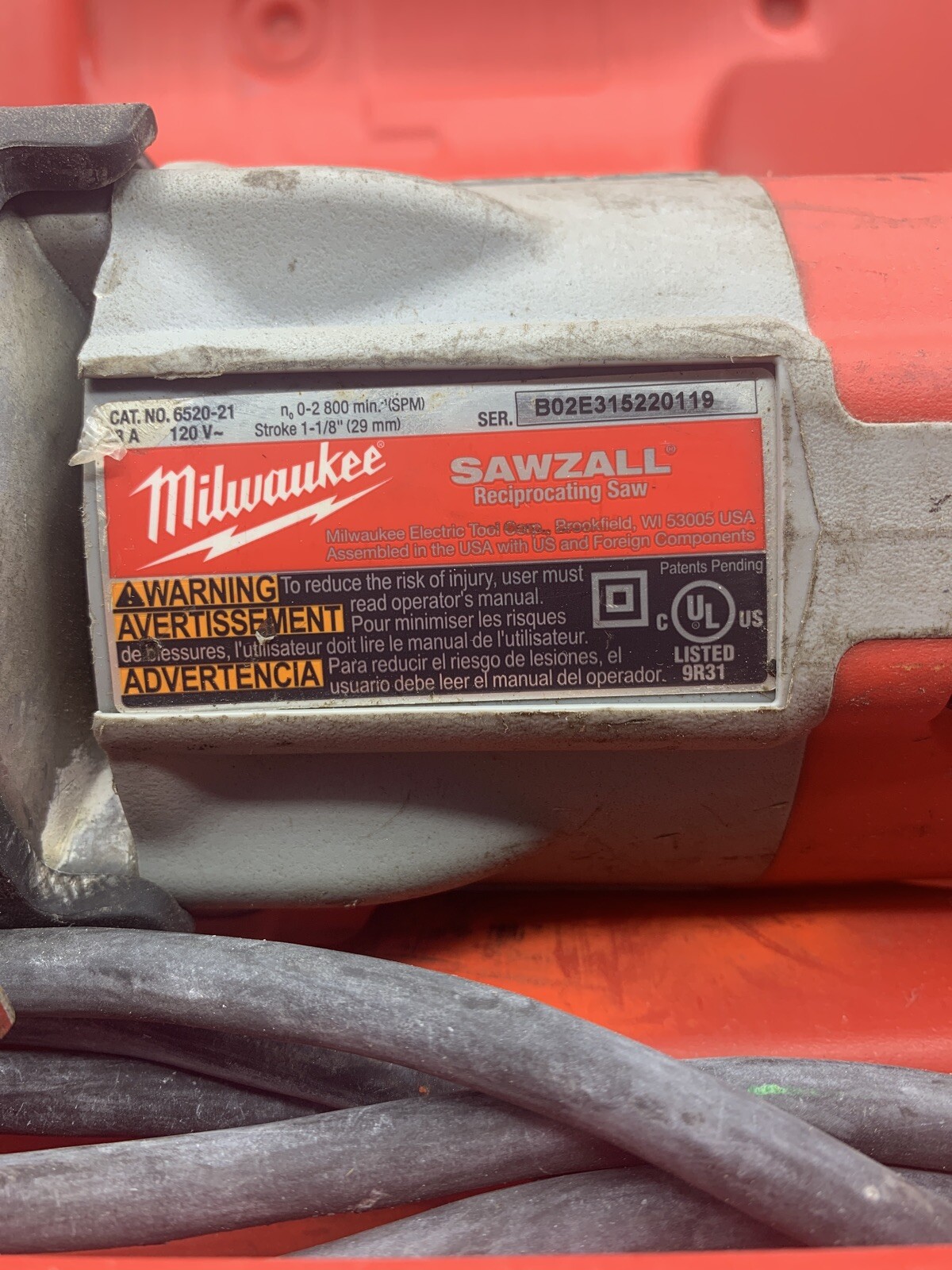 Milwaukee Sawzall Reciprocating Saw Cat No. 6520-21, USED – TT320