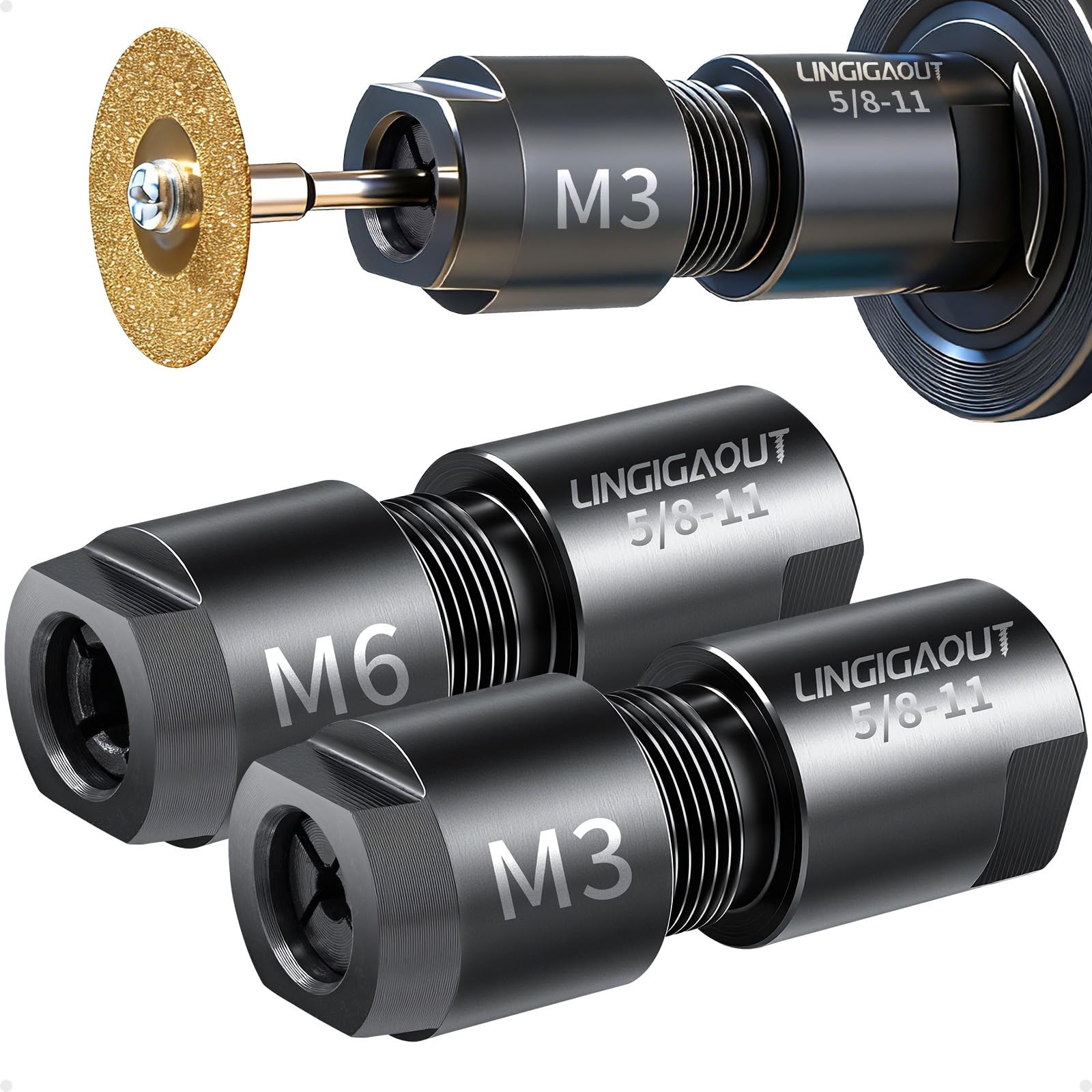 2Pack Angle Grinder to Die Grinder Adapter, 5/8&Prime;11 Thread to 1/4&Prime; 6mm & 1/8&Prime; …