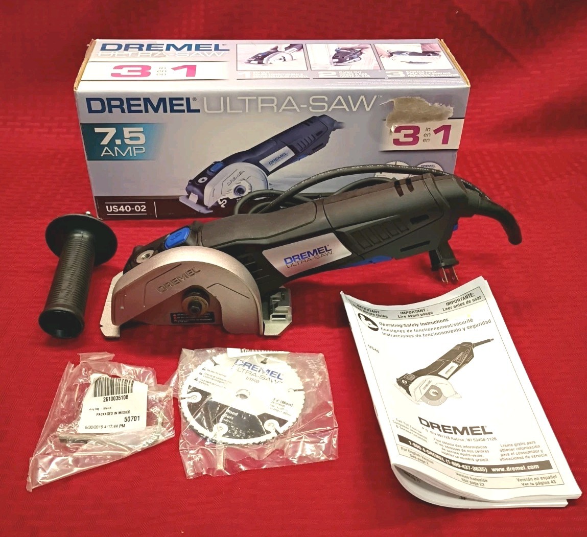 Dremel US40-02 Corded Ultra-Saw Tool Kit 3-in-1 7.5amp W/Box, Manual