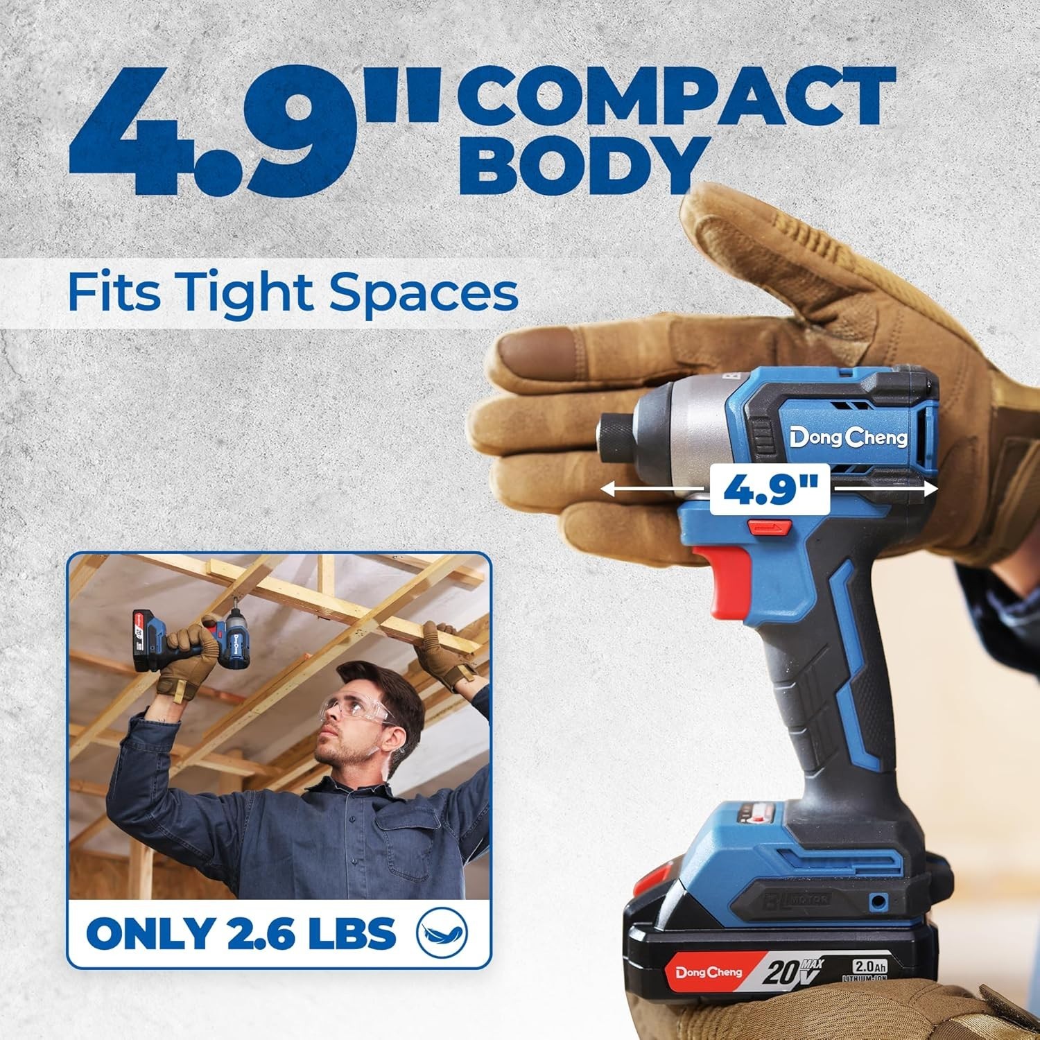 Compact 4.9&Prime; Cordless Impact Driver – High Torque, 3-Speed Control & LED Light
