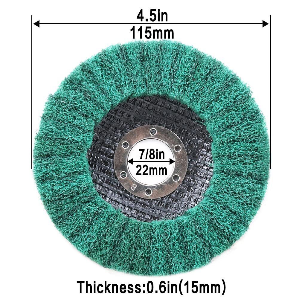 4-1/2&Prime; 115mm Green Nylon Fiber Polishing Wheel Type 27 for Die Grinder 180 Grit