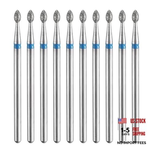 10pcs 120-140 Grits Diamond Grinding Bit 2.3mm Oval Head 2.35mm 2.3x4mm Blue