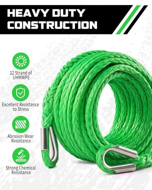 Winch Rope Extension, 3/8 » x 50ft 26,500 Lbs | 3/8 Inch x 50 Feet Green