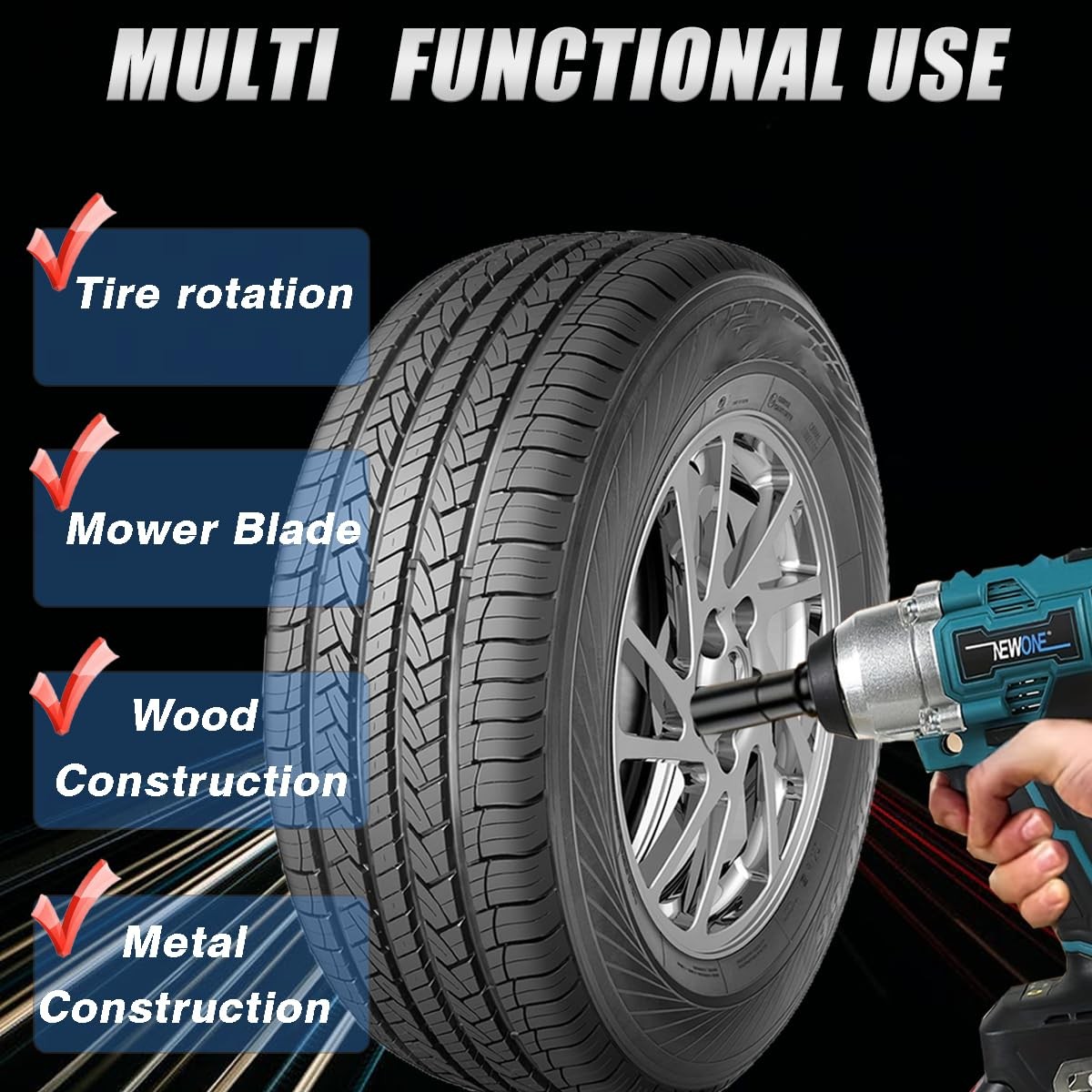 20v Brushless Crodless Impact Wrench, 370 Ft-lbs (500N.m) Impact Gun 1/2 inch…