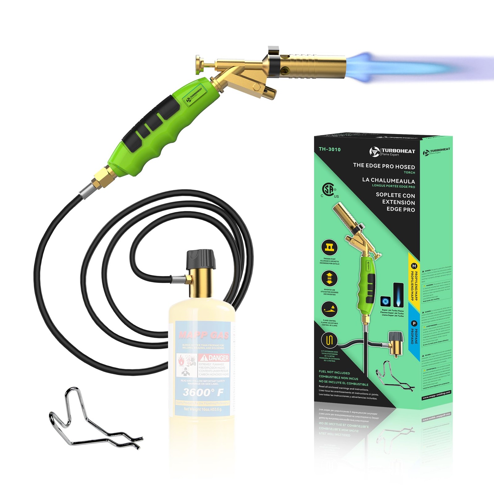 Propane Torch with 5ft Hose, 25,388 BTU, Brass MAPP Gas Brazing Torch, HVAC