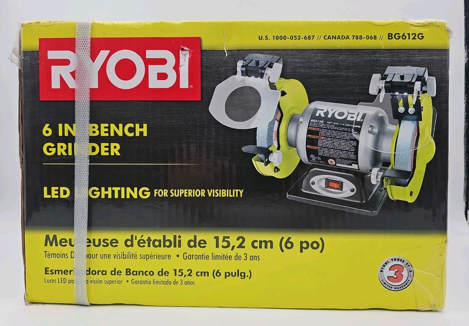 Ryobi BG612G 2.1 Amp 6-inch Bench Grinder New In Unopened Box